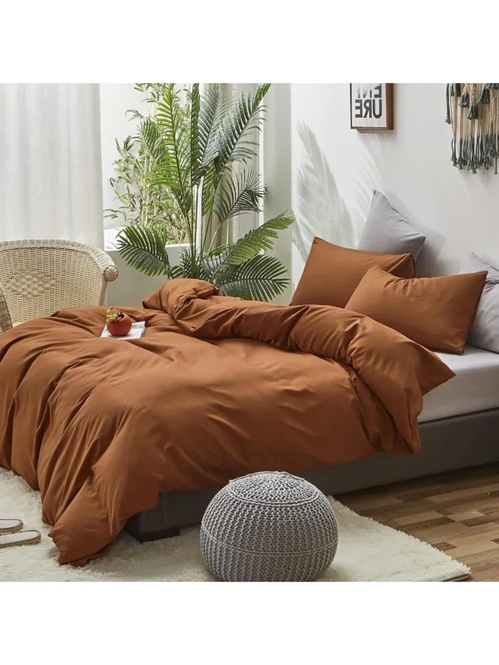 Cozy Pumpkin Comforter Set King - Soft Rust Terracotta Bedding, Warm Brown Quilt